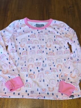 Eddie Bauer Pink Long-Sleeve Tee with Rainbow Print
